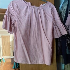 LOFT Light Pink Ruffle Sleeve Blouse